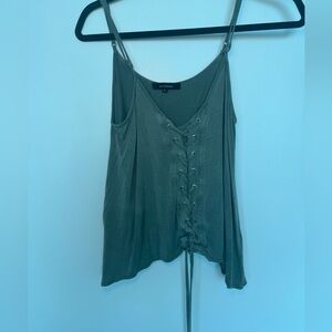 Olivaceous small green tank top with lace up front